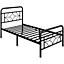 Yaheetech Black 3ft Single Metal Bed Frame with Sparkling Star Design Headboard and Footboard