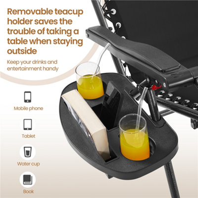 Yaheetech Black 3pcs Outdoor Zero Gravity Chairs with Table - 6