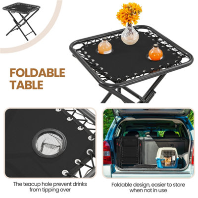 Yaheetech Black 3pcs Outdoor Zero Gravity Chairs with Table - 8