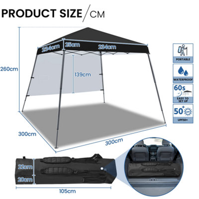 Yaheetech Black 3x3m Pop-up Gazebo with Side Panel - 3