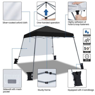 Yaheetech Black 3x3m Pop-up Gazebo with Side Panel - 4