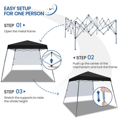 Yaheetech Black 3x3m Pop-up Gazebo with Side Panel - 5