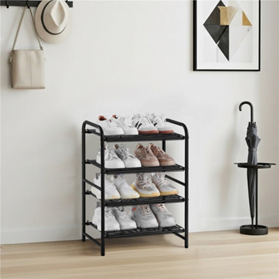 Yaheetech Black 4 Tier Expandable Iron Mesh Wire Shoe Rack for Hallway