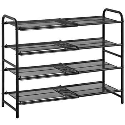 Yaheetech Black 4 Tier Expandable Iron Mesh Wire Shoe Rack for Hallway