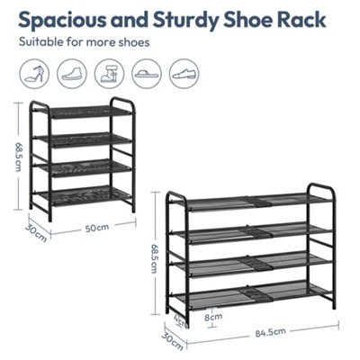 Yaheetech Black 4 Tier Expandable Iron Mesh Wire Shoe Rack for Hallway