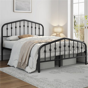 Yaheetech Black 4ft6 Double Metal Bed Frame with Arched Headboard and Footboard