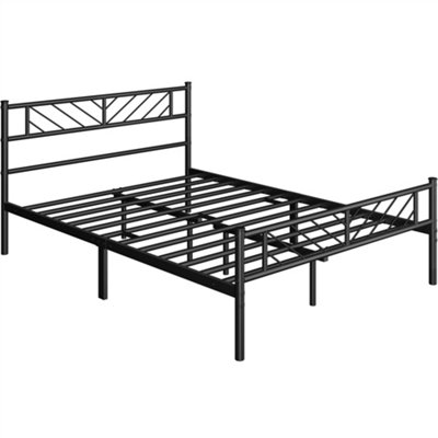 Yaheetech Black 4ft6 Double Metal Bed Frame with Arrow Design Headboard and Footboard