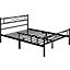 Yaheetech Black 4ft6 Double Metal Bed Frame with Curved Design Headboard and Footboard