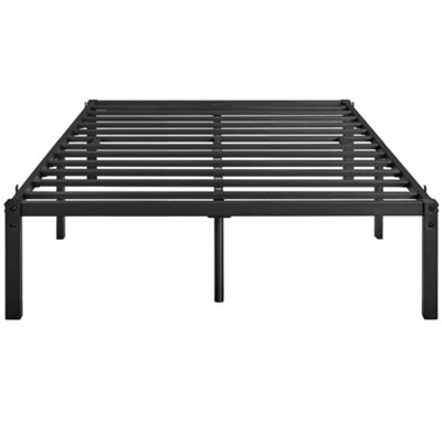 Yaheetech Black 4ft6 Double Metal Bed Frame with Heavy Duty Steel Slat Support, 36.5cm