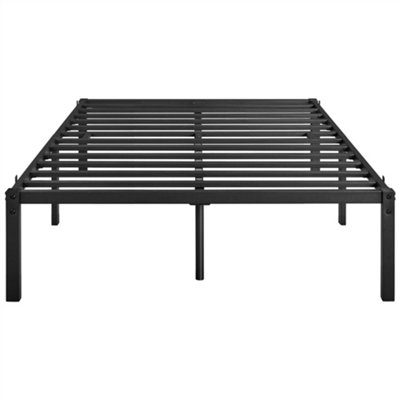 Yaheetech Black 4ft6 Double Metal Bed Frame with Heavy Duty Steel Slat Support, 41.5 cm