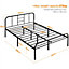 Yaheetech Black 4ft6 Double Metal Bed Frame with High Headboard Strong Iron Platform Bed for Bedroom