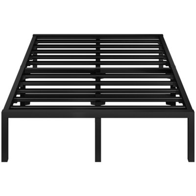 Yaheetech Black 4ft6 Double Metal Bed Frame with Ultra-durable Steel Slat Support, 37.5cm