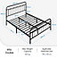 Yaheetech Black 4ft6 Double Metal Bed Frame with Vintage Headboard and Footboard
