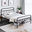 Yaheetech Black 4ft6 Double Vintage Metal Bed Frame with High Headboard and Footboard