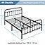 Yaheetech Black 4ft6 Double Vintage Metal Bed Frame with High Headboard and Footboard