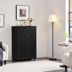 Yaheetech Black 5 Tier Adjustable Shoe Storage Cabinet with 1 Drawer