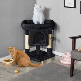 Yaheetech Black 59cm 2-Level Cat Tree Tower with Wide Perch