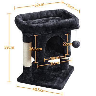 Yaheetech Black 59cm 2-Level Cat Tree Tower with Wide Perch