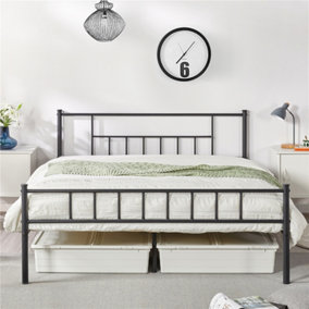 Yaheetech Black 5ft King Basic Metal Bed Frame with Headboard and Footboard