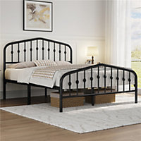 Yaheetech Black 5ft King Metal Bed Frame with Arched Headboard and Footboard