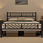 Yaheetech Black 5ft King Metal Bed Frame with Arrow Design Headboard and Footboard
