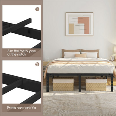 Yaheetech Black 5ft King Metal Bed Frame with Heavy Duty Steel Slat ...