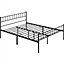 Yaheetech Black 5ft King Metal Bed Frame with Slatted Headboard and Footboard