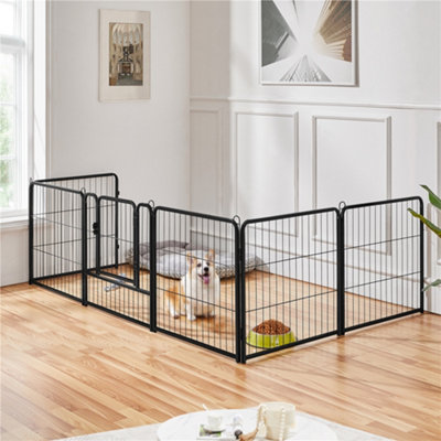 Yaheetech Black 6 Panel Dog Pen Metal Pet Playpen 63x63cm