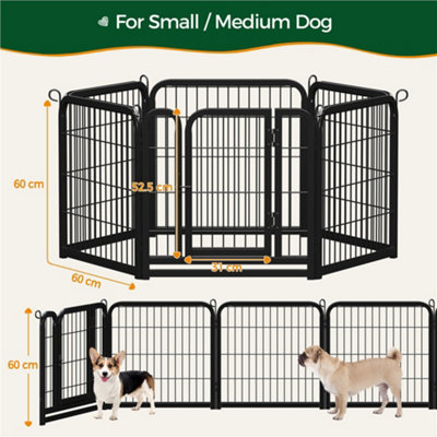 Yaheetech Black 6 Panel Dog Pen Metal Pet Playpen 63x63cm