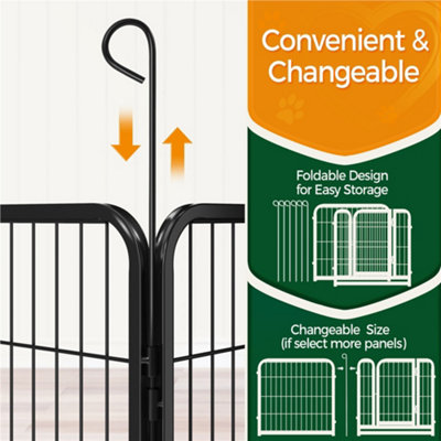 Yaheetech Black 6 Panel Dog Pen Metal Pet Playpen 63x63cm