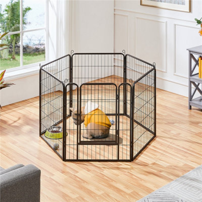 Yaheetech Black 6 Panel Dog Pen Metal Pet Playpen 65x80cm