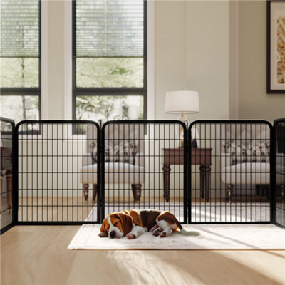 Yaheetech Black 6 Panel Dog Pen Metal Pet Playpen 65x80cm