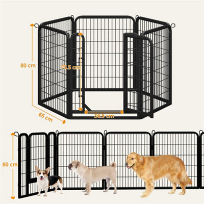 Yaheetech Black 6 Panel Dog Pen Metal Pet Playpen 65x80cm - 5