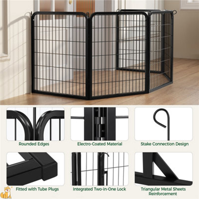 Yaheetech Black 6 Panel Dog Pen Metal Pet Playpen 65x80cm - 8