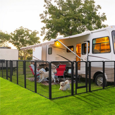 Yaheetech Black 6 Panel Dog Pen Metal Pet Playpen 68x100cm