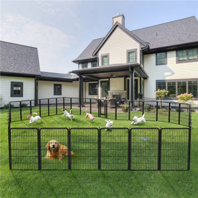 Yaheetech Black 6 Panel Dog Pen Metal Pet Playpen 68x100cm
