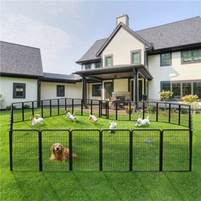 Yaheetech Black 6 Panel Dog Pen Metal Pet Playpen 68x100cm