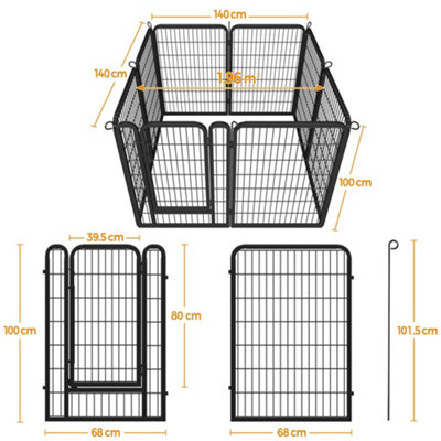 Yaheetech Black 6 Panel Dog Pen Metal Pet Playpen 68x100cm - 4
