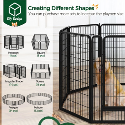 Yaheetech Black 6 Panel Dog Pen Metal Pet Playpen 68x100cm - 5