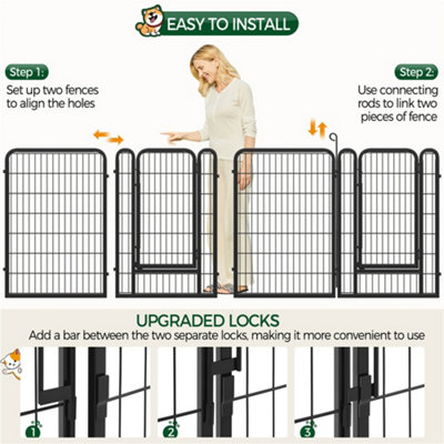 Yaheetech Black 6 Panel Dog Pen Metal Pet Playpen 68x100cm - 6