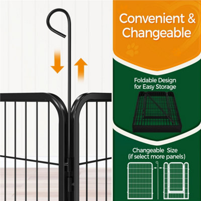 Yaheetech Black 6 Panel Dog Pen Metal Pet Playpen 68x100cm - 8