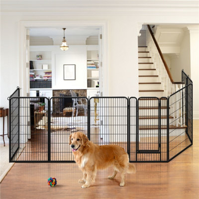 Yaheetech Black 6 Panel Dog Pen Metal Pet Playpen 71x120cm