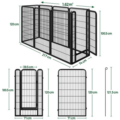 Yaheetech Black 6 Panel Dog Pen Metal Pet Playpen 71x120cm - 3