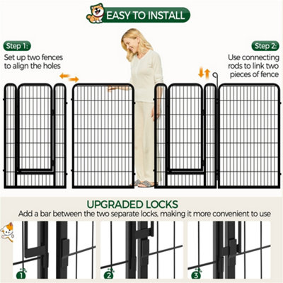 Yaheetech Black 6 Panel Dog Pen Metal Pet Playpen 71x120cm - 4