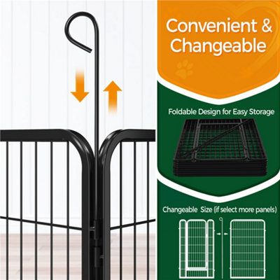 Yaheetech Black 6 Panel Dog Pen Metal Pet Playpen 71x120cm - 5