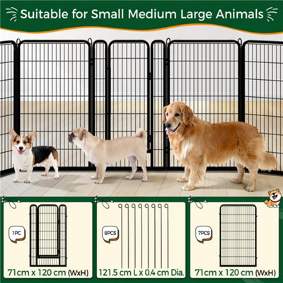 Yaheetech Black 6 Panel Dog Pen Metal Pet Playpen 71x120cm - 6