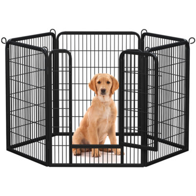 Yaheetech Black 6 Panel Dog Pen Metal Pet Playpen 80x100cm