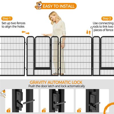 Yaheetech Black 6 Panel Dog Pen Metal Pet Playpen 80x100cm - 6