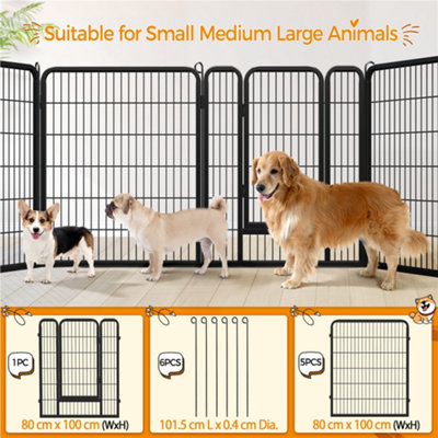 Yaheetech Black 6 Panel Dog Pen Metal Pet Playpen 80x100cm