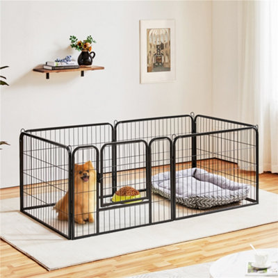 Yaheetech Black 6 Panel Metal Dog Pen Pet Playpen 80x60cm